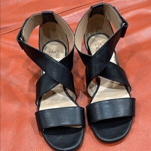 Naturalizer Black Crisscross Ankle Strap Sandals